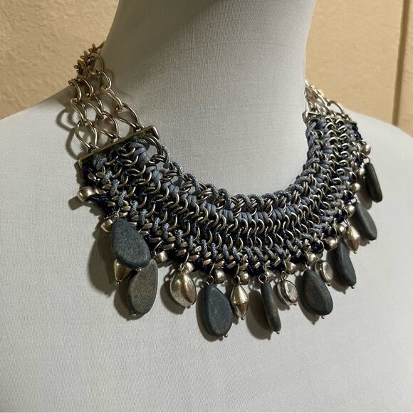 Chico’s silver blue beaded dangly necklace - Picture 2 of 5